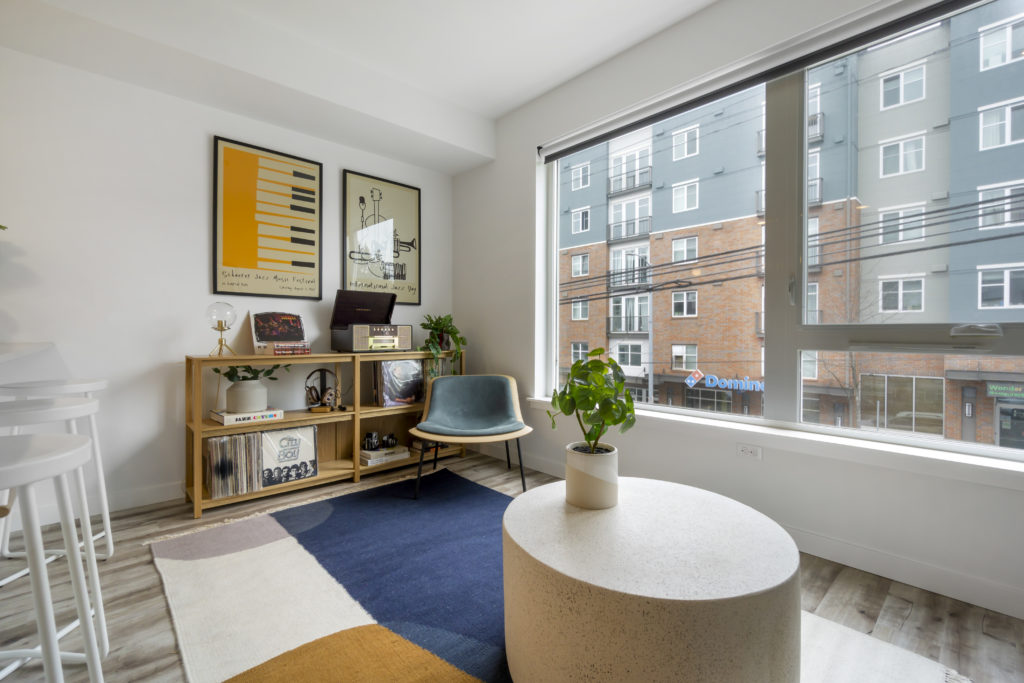 Model Living room with large windows